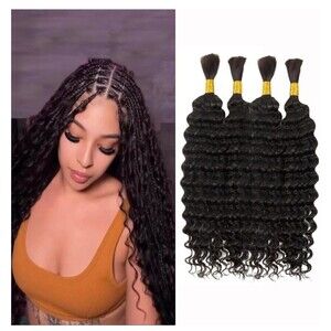 Fyimuyi Deep Wave Bulk Hair 4 Bundles 28" Extensions Wet And Wavy For Braiding
